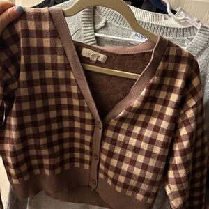 Brown Checkered Women's Sweater